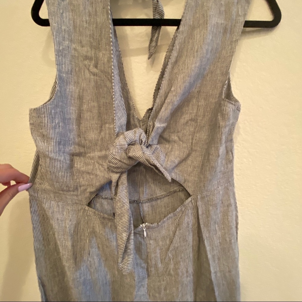 New York and company striped jumpsuit